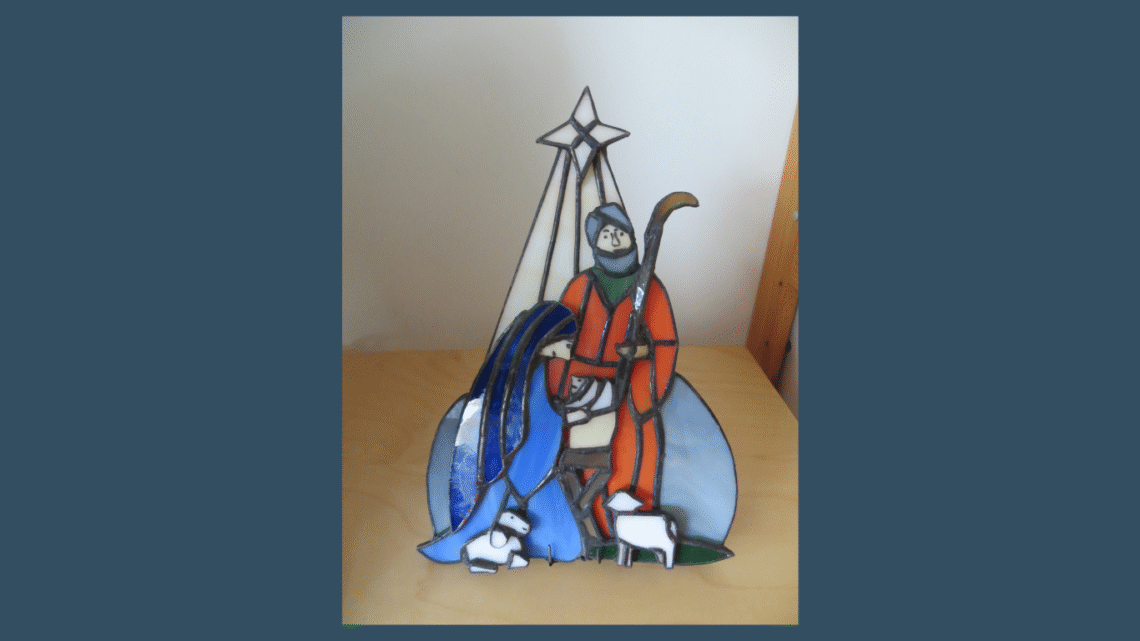 Glas in lood Jozef en Maria met het kindje Jezus