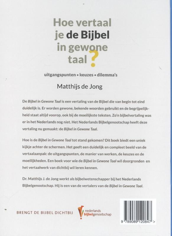 Hoe vertaal je de Bijbel in gewone taal?backcover