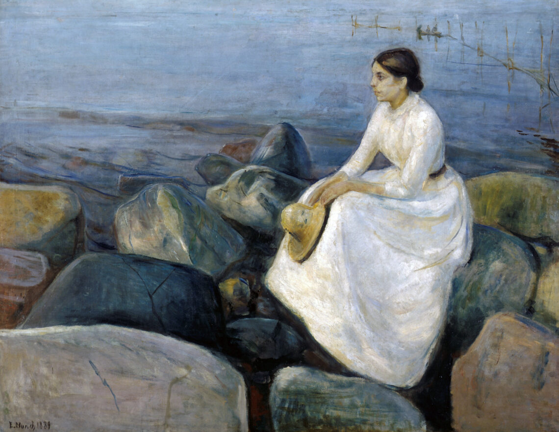 Summer night, Inger on the beach van Edvard Munch