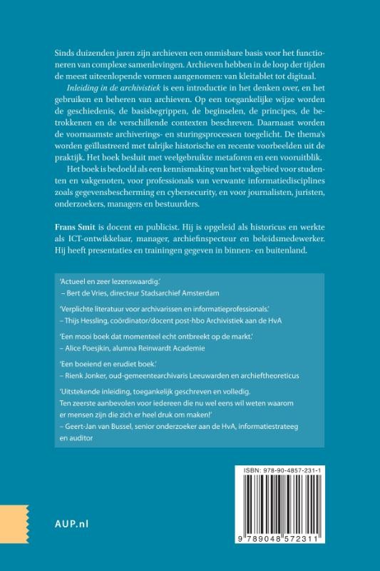 Inleiding in de archivistiekbackcover