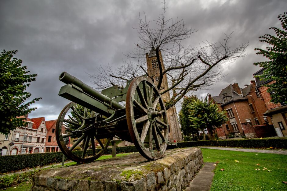 Remains of european military history in belgian village of Warneton, former battlefield site of Western frontline during First World War.