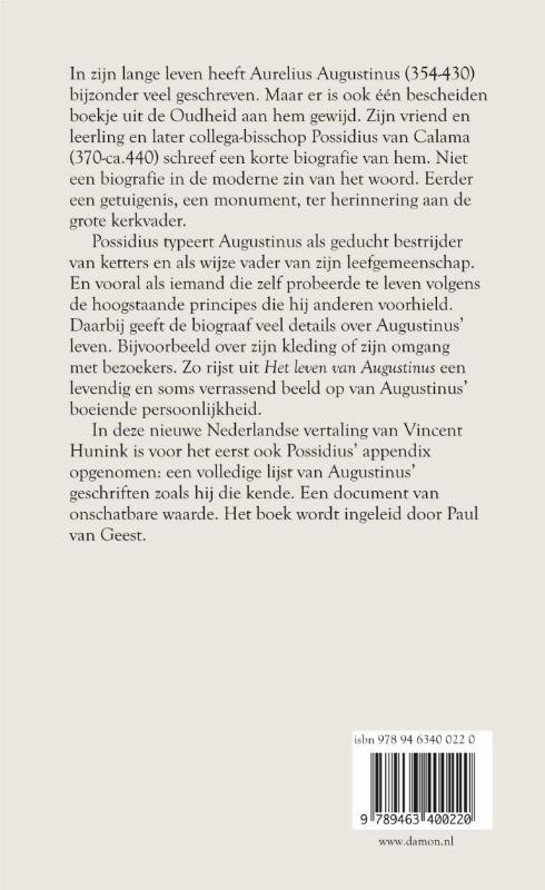 Possidius, het leven van Augustinusbackcover