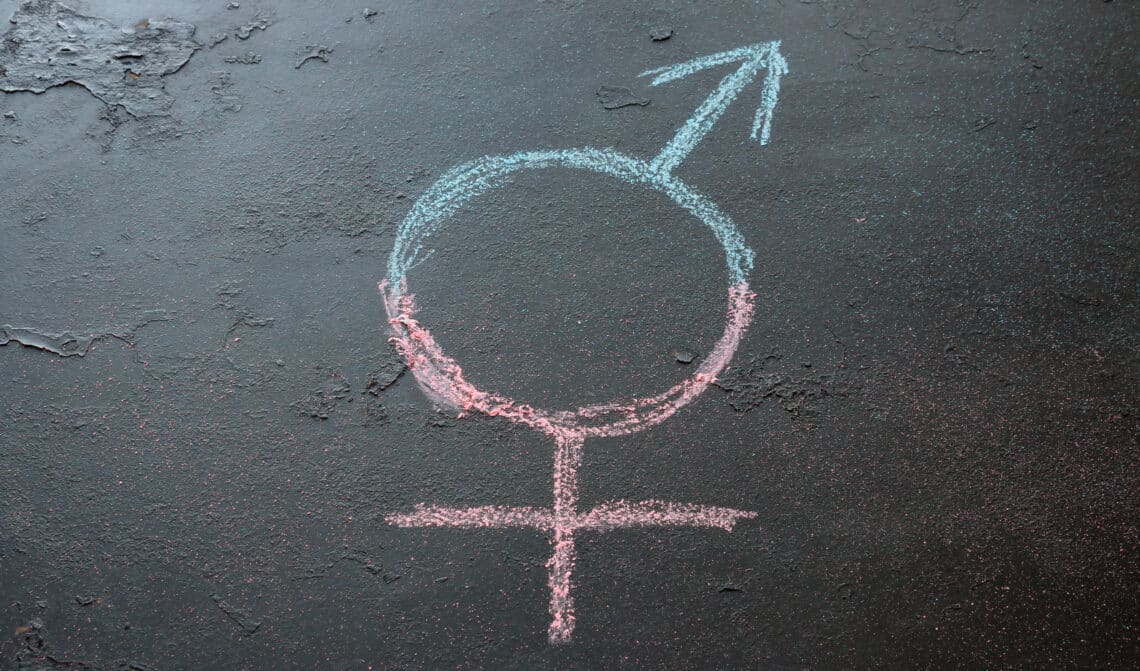 Symbool van interseksualiteit op een zwarte achtergrond