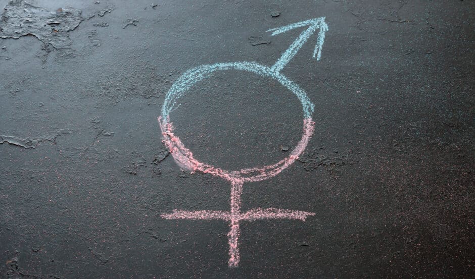 Symbool van interseksualiteit op een zwarte achtergrond