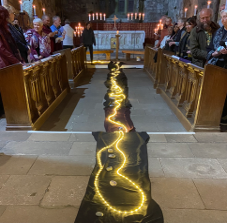 Rivier van licht in Iona Abbey.