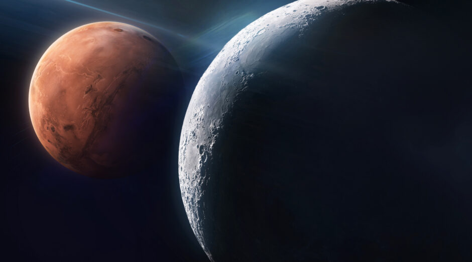 De maan en mars
