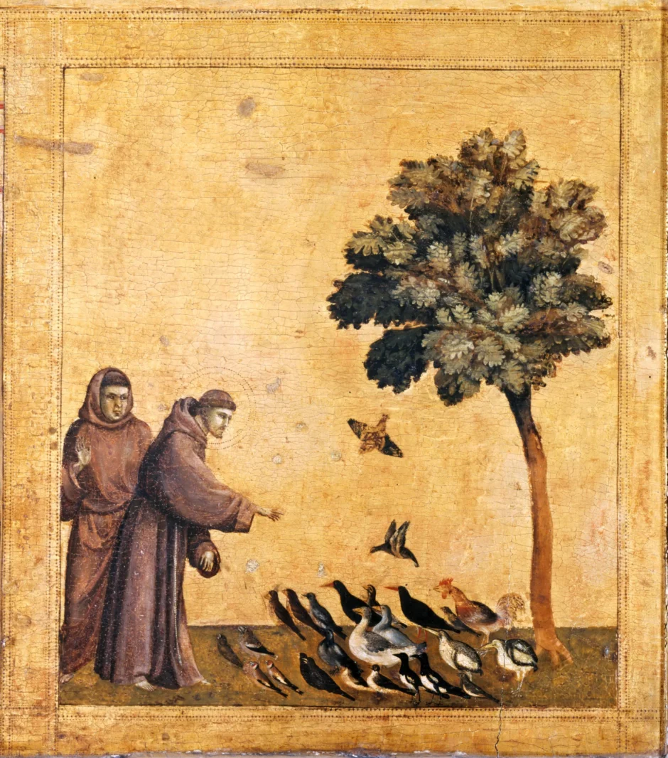 Giotto di Bondone, 'De preek tot de vogels' (1297 - 1299), Assisi.
